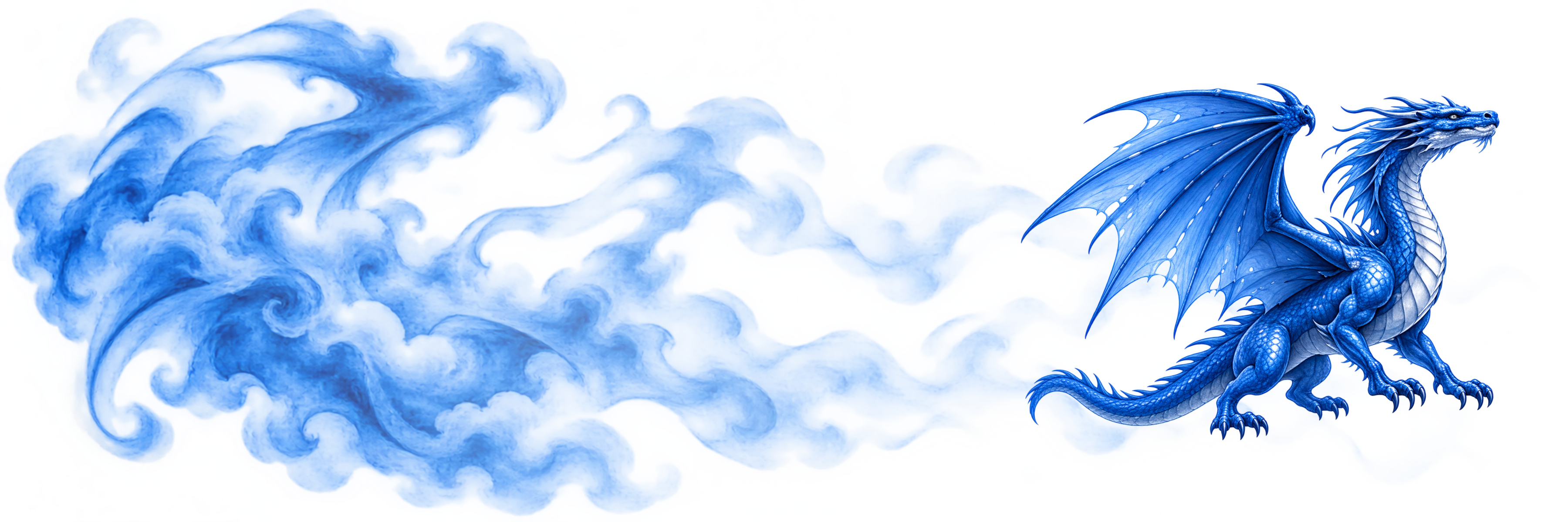 Blue dragon standing tall with wings spread